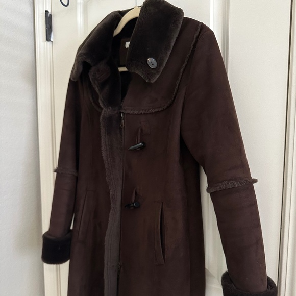 Larry Levine Jackets & Blazers - Larry Levine Chocolate Brown Faux Suede / Shearling Zip Toggle Buttons Sz XS
